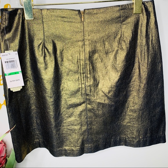 Gianni Bini Metallic Gold Ruffle Mini Skirt Large - Picture 5 of 7